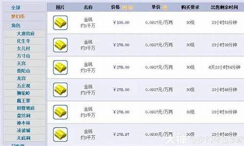 梦幻西游新戏金价公示_梦幻西游2021年金价